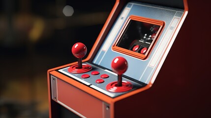 Fototapete - Arcade machine with joystick and buttons in 3D rendering picture