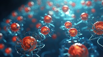 Poster - Abstract depiction of cellular structures incorporating geometric elements representing the concept of biotechnology