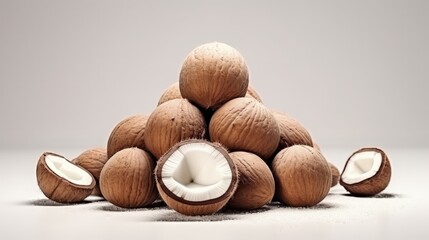 Aufkleber - Minimal design with empty space featuring ripe raw tropical coconuts