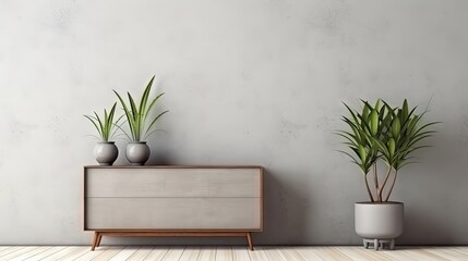 Poster - Chic Scandinavian interior with trendy plants in hipster pots Modern minimalistic home decor