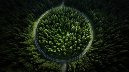 Aufkleber - Belgian forest s circular road amidst trees
