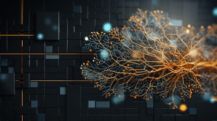 Fototapete - AI representation using geometric data covering an abstract process
