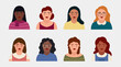 © Marstos - Collection of avatars of different females. Face portraits  characters avatars. Flat vector