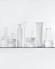 cosmetic products and laboratory glassware. cosmetic laboratory research and development.