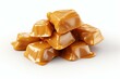 Caramel toffee candy on white background. 3D illustration. Generative AI