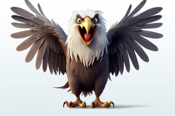 Wall Mural - cute cartoon eagle monster white background