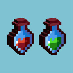 Poster - Isometric Pixel art 3d of health potion for items asset. simple 3d of hp potion for game on pixelated style.8bits perfect for game asset or design asset element for your game design asset.