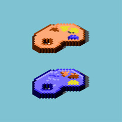 Poster - Isometric Pixel art 3d of color pallete for items asset. simple 3d color pallete on pixelated style.8bits perfect for game asset or design asset element for your game design asset.