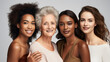 © SITI - Women of different races, ages, and body types are shown in a group, having fun against isolated on white background