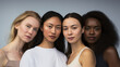 © SITI - Women of different races, ages, and body types are shown in a group, having fun against isolated on white background