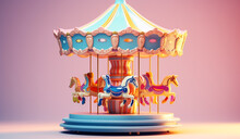 Toy Carousel In Soft Colors, Plasticized Material, Educational For Children To Play. AI Generated