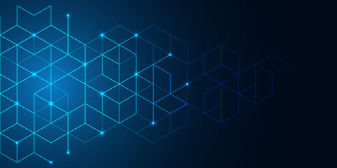Abstract geometric background with isometric digital blocks. Blockchain concept and modern technology