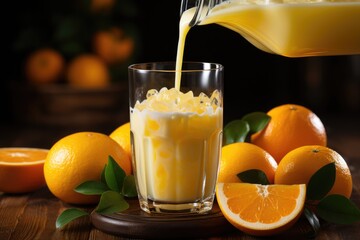 Wall Mural - Pouring orange juice in a glass