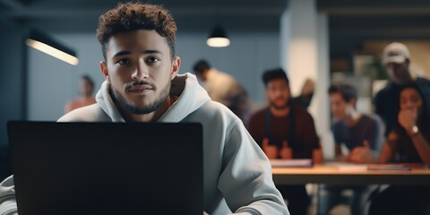 Wall Mural - entrepreneur working on his startup, confident young man working on the office