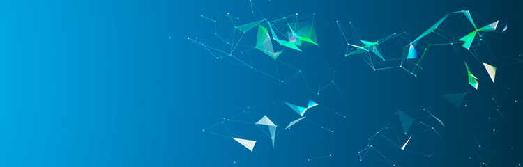 Poster - Polygonal background with dots and lines. Network connection structure. Science and technology. 3d