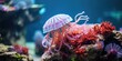 beautiful jellyfish around very beautiful coral reef AI Generative