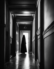 scary ghost lurking in a hallway / high contrast image