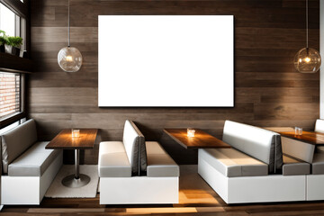 Wall Mural - Mockup of horizontal empty poster in Loft bar interior