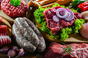 Wall Mural - Composition with a variety of meat products