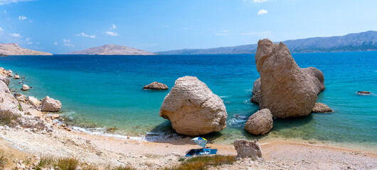 amazing Beritnica beach on Pag island in Croatia