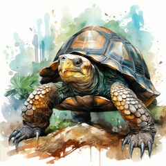 watercolor tortoise clipart, generative ai