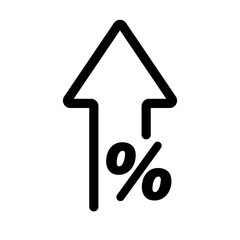 Aufkleber - Interest rate percentage rising arrow icon. Vector.