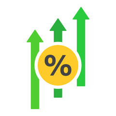 Aufkleber - Flat design interest rate increase icon. Vector.