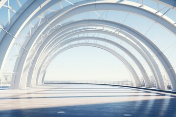 Aufkleber - A large white tunnel with a sky background. This image can be used to represent transportation, travel, or a metaphorical journey. .