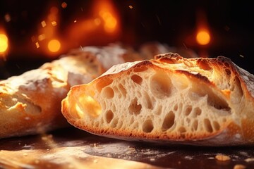 Wall Mural - A loaf of bread sitting on top of a wooden cutting board. Suitable for food and cooking related projects.