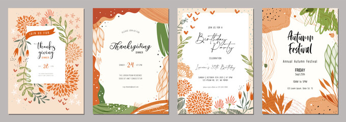 Wall Mural - abstract floral autumn and thanksgiving templates. suitable for poster, greeting and business card, 