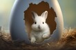 A bunny hidden inside an egg. Generative AI