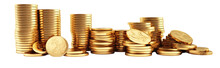 Pile Of Golden Coins Isolated On Transparent Background PNG