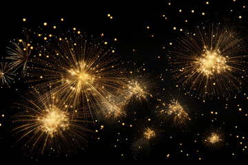 Canvas Print - Shimmering Gold Fireworks Illuminate the Night Sky - Captivating New Year Celebration