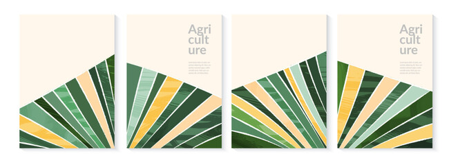 Wall Mural - Abstract vertical green hill field landscape poster. Natural eco textured mountain background. Social media template in vintage style. Rural view, countryside layout, collage agriculture