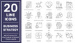 Business Strategy icon set. Different tools for business. Business Intelligence tools. Editable Stroke. EPS 10