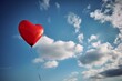 A heart-shaped red balloon floats up, disappearing into the blue sky. My heart is released. Generative AI