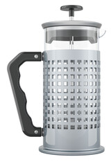 Poster - French Press Coffee or Tea Maker, from glass and stainless steel. 3D rendering isolated on transparent background