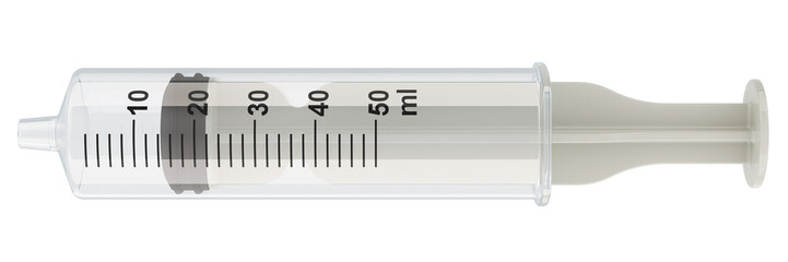 Poster - Syringe 50 ml, side view. 3D rendering isolated on transparent background