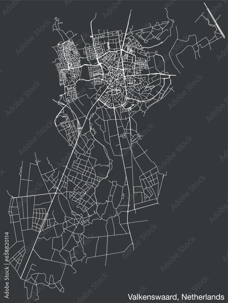 Detailed hand-drawn navigational urban street roads map of the Dutch ...