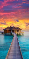 tropical paradise maldives style huts. 