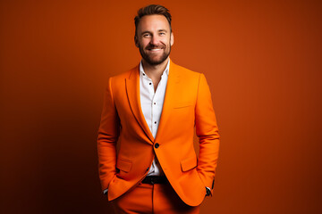 Wall Mural - Professional headshot photography - Colourful - Male - Orange