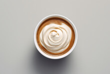 Top Down View Of Cream In A Single Coffee Cup