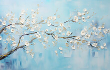 Cherry Blossom In Spring Sky - Oil Painting - Generative Ai