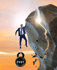 Canvas Print - Concept of debt and load with businessman