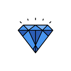 Poster - diamond vector icon filled line style. Perfect for website, application, commerce, presentation, logo and more. simple, thin and modern color line icon