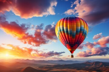 Hot air balloon in the sky. Background with selective focus and copy space