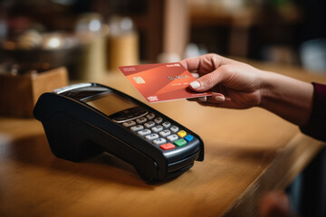 NFC contactless payment. Background with selective focus and copy space