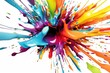 a colorful paint splashing out of a white background