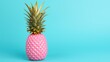a pink pineapple with green leaves