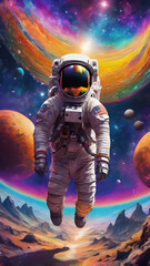 astronaut in space beautiful space ilustration, ai generated image